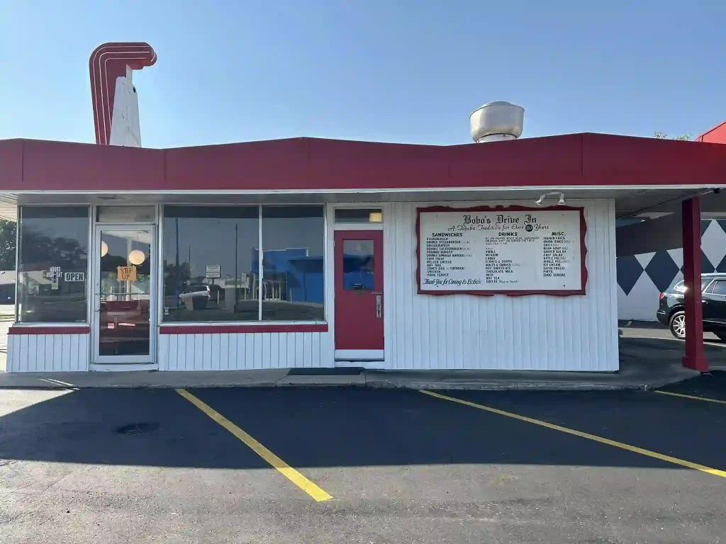 Retro diner with red and white